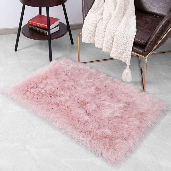 Everly Quinn Divion Handmade Faux Sheepskin Pink Rug Reviews Wayfair